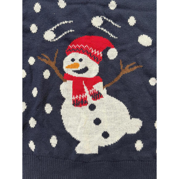 Taxi Unisex Kids Vintage Navy Blue Snowman Festive Christmas Sweater Size Small - Picture 2 of 8